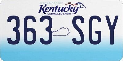 KY license plate 363SGY