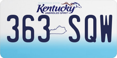 KY license plate 363SQW