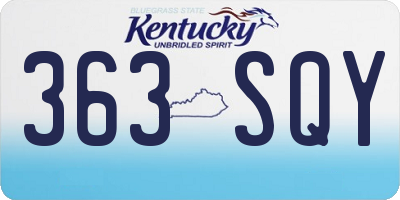 KY license plate 363SQY