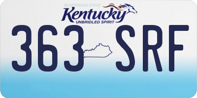 KY license plate 363SRF