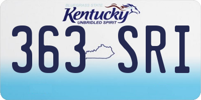 KY license plate 363SRI