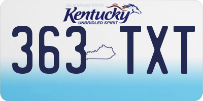 KY license plate 363TXT
