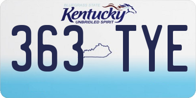 KY license plate 363TYE