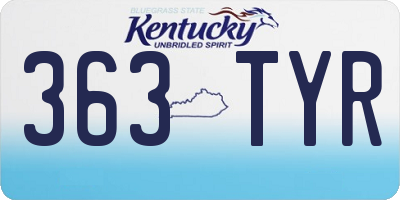 KY license plate 363TYR