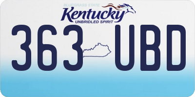 KY license plate 363UBD