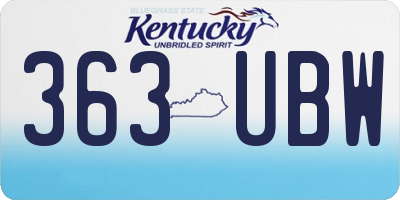 KY license plate 363UBW