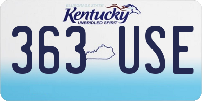 KY license plate 363USE