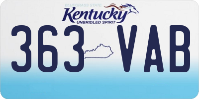 KY license plate 363VAB