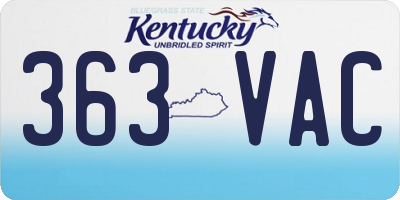 KY license plate 363VAC