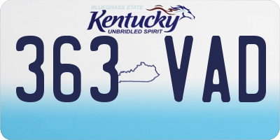 KY license plate 363VAD