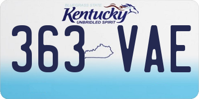 KY license plate 363VAE