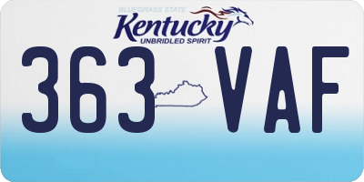 KY license plate 363VAF