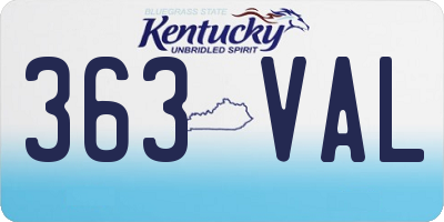 KY license plate 363VAL