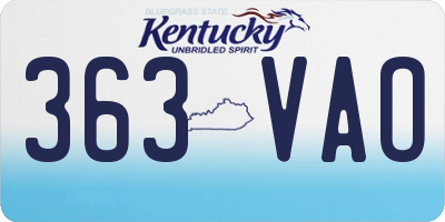 KY license plate 363VAO
