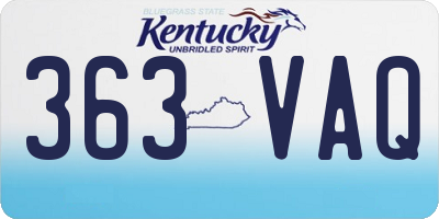 KY license plate 363VAQ