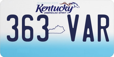 KY license plate 363VAR