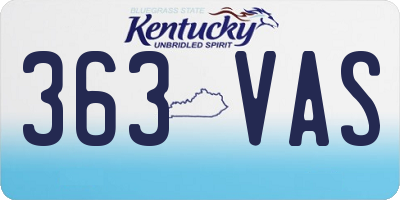 KY license plate 363VAS