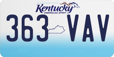 KY license plate 363VAV