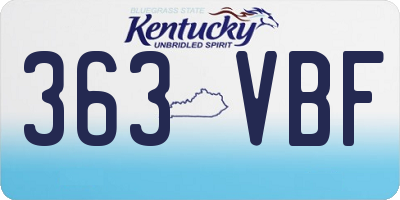 KY license plate 363VBF