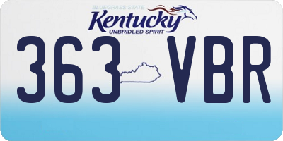 KY license plate 363VBR