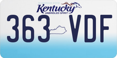 KY license plate 363VDF