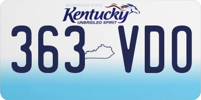 KY license plate 363VDO