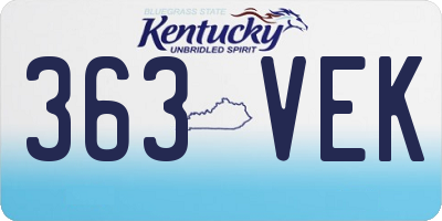 KY license plate 363VEK
