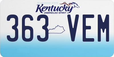 KY license plate 363VEM