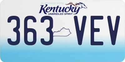 KY license plate 363VEV