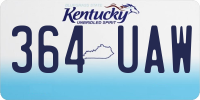 KY license plate 364UAW