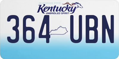 KY license plate 364UBN