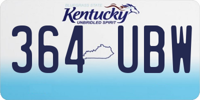 KY license plate 364UBW