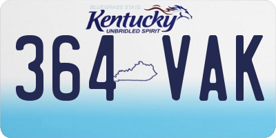 KY license plate 364VAK
