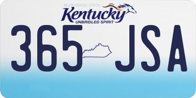 KY license plate 365JSA