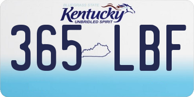 KY license plate 365LBF