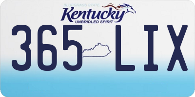 KY license plate 365LIX