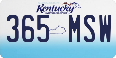 KY license plate 365MSW