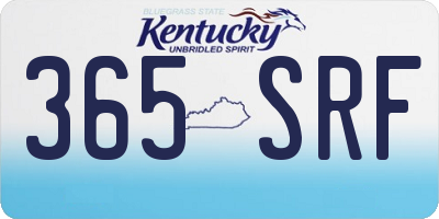 KY license plate 365SRF