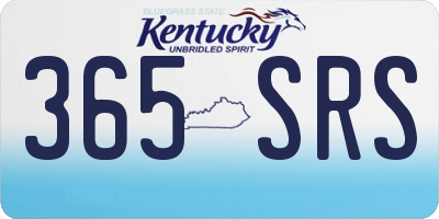 KY license plate 365SRS
