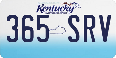 KY license plate 365SRV