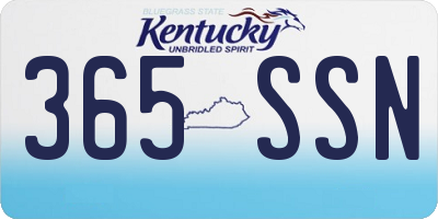 KY license plate 365SSN