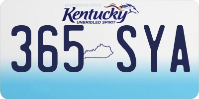 KY license plate 365SYA