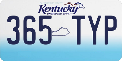KY license plate 365TYP