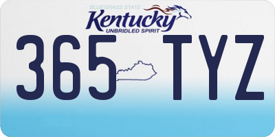 KY license plate 365TYZ