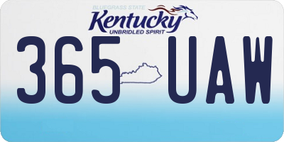 KY license plate 365UAW