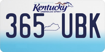 KY license plate 365UBK