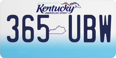KY license plate 365UBW