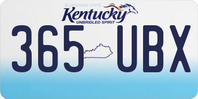 KY license plate 365UBX