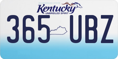KY license plate 365UBZ
