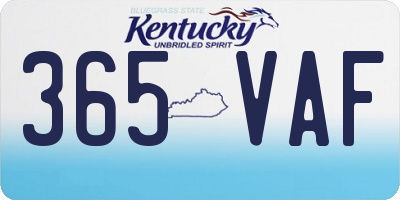KY license plate 365VAF